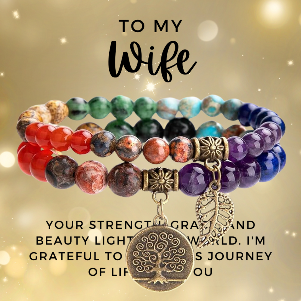 To My Wife: 7 Chakras Bracelet Set and Message Card